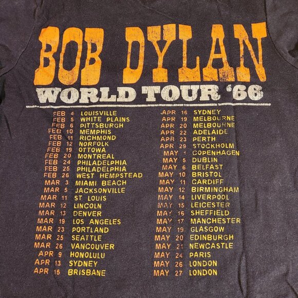 Bob Dylan World Tour 1966 Graphic Tee-Shirt Crew Neck Short Sleeve Black Unisex - Picture 6 of 10